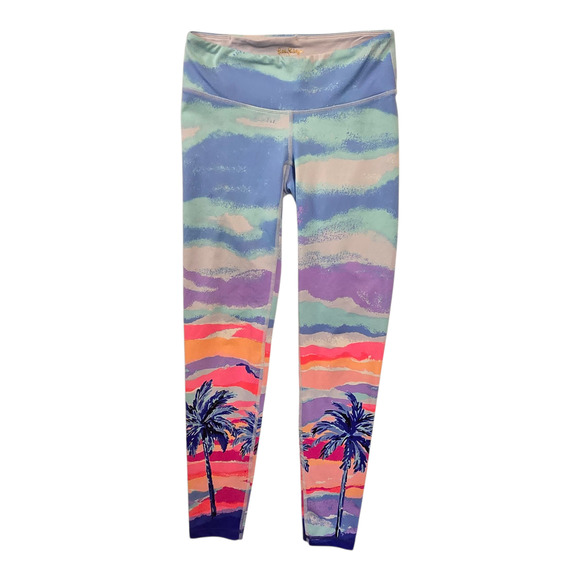 Lilly Pulitzer Leggings Womens XS Luxletic Palm Tree Print Athleisure Colorful - Picture 1 of 10